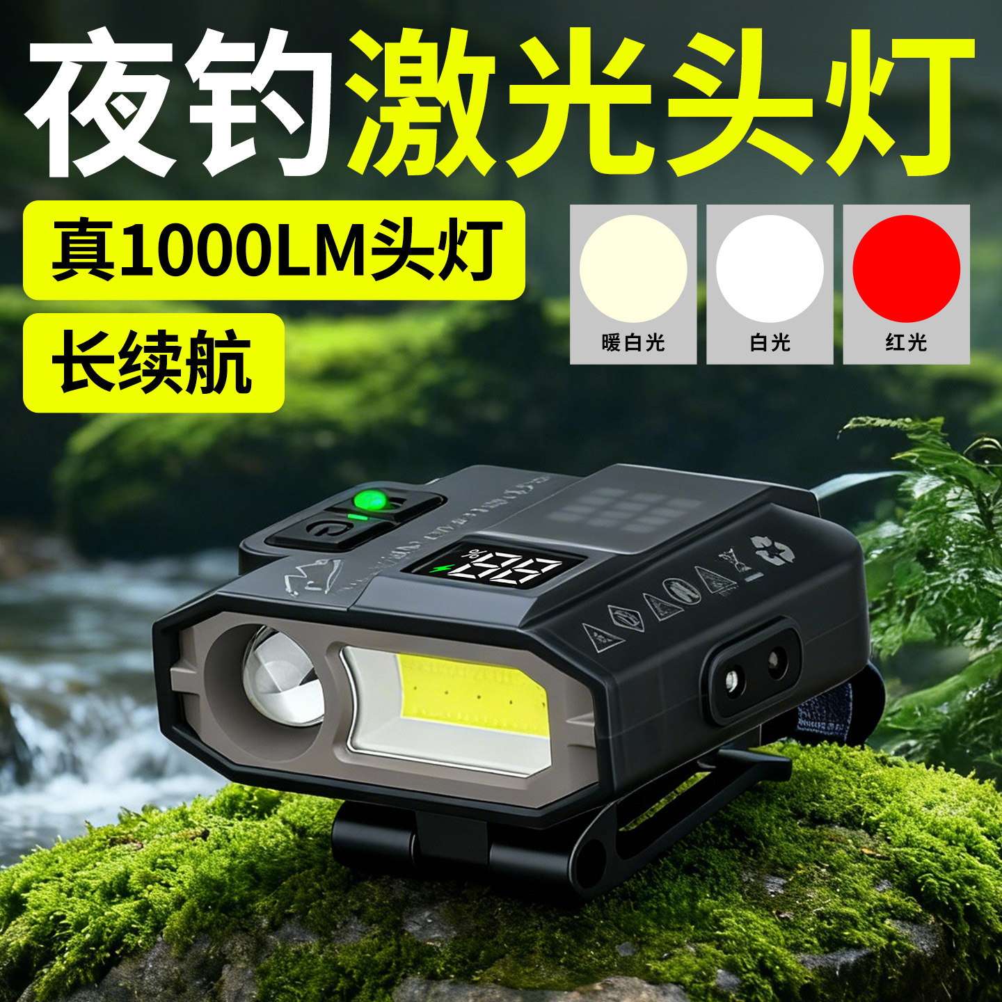 哈拿头灯钓鱼专用夜钓感应帽夹帽檐帽子头戴式强光户外登超亮上饵