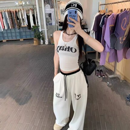 DQ+ 爵士舞kpop运动套装女夏季又a又飒美式辣妹装夏装搭配一整套