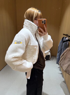 2025冬季新款羊羔绒立领短款加厚拉链外套男女同款休闲棉衣棉服