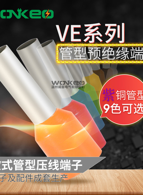 VE紫铜冷压端子0508 7508 1008 1508 1510 2510欧式端子4009 6012