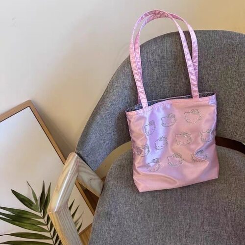 少女新款kitty烫钻可爱托特包