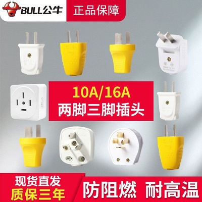 公牛（BULL）插座 插头 2脚3脚 10A 三脚插头 两脚插头 正品