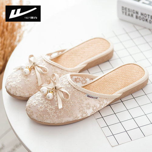 春秋编织包头竹席居家亚麻拖鞋