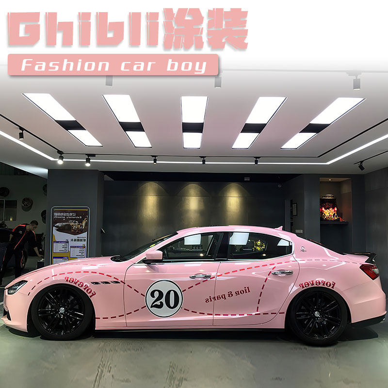 玛莎拉蒂ghibli全车膜粉猪拉花吉博力车身改装个性汽车改色膜定制