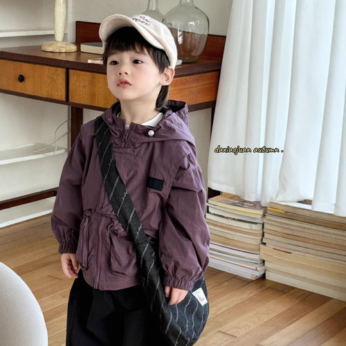 儿童防水连帽酷帅冲锋衣上衣外套