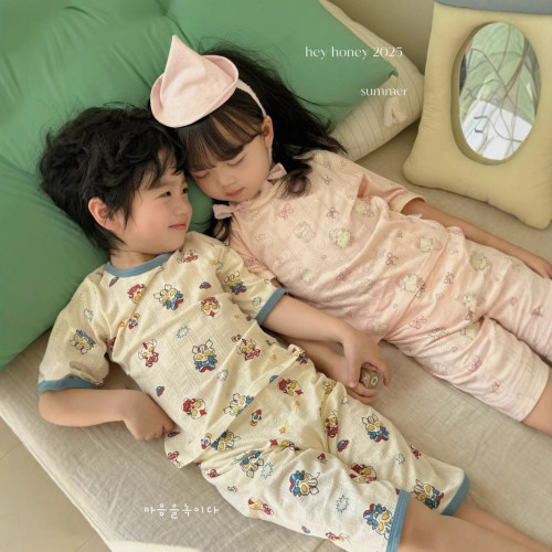 大小卷夏季A类纯棉家居服套装