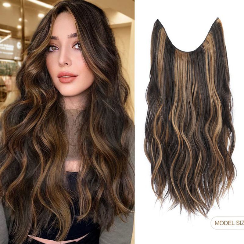 Hair Extensions鱼线发假发片 欧美假发水波纹长卷发隐形线接发片