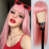 假发女外贸欧美齐刘海长直发非洲时尚 化纤女士头套亚马逊新品