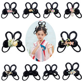 古风汉服假发女童发髻蝴蝶结发包古典舞古装 表演 头饰组合唐装