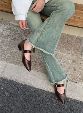 2026夏季新款女鞋PU粗跟低跟(小于3cm)2026年夏季