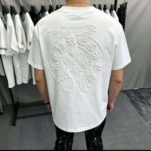 克罗风十字架刺绣纯棉短袖T恤男
