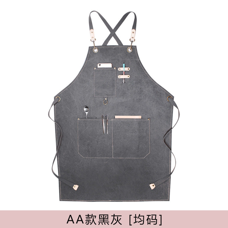 围裙客定花艺奶茶烘焙工作服女餐厅加厚帆布酒店厨房理发师男