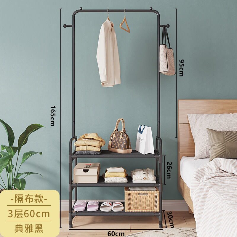 置物架落地可移动挂衣架多层收纳晾衣架家用卧室阳台挂衣架衣帽架