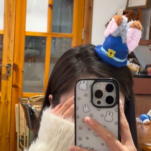 可爱朱迪兔子警官毛绒耳朵帽子发卡发圈甜美刘海夹游乐园拍照头饰