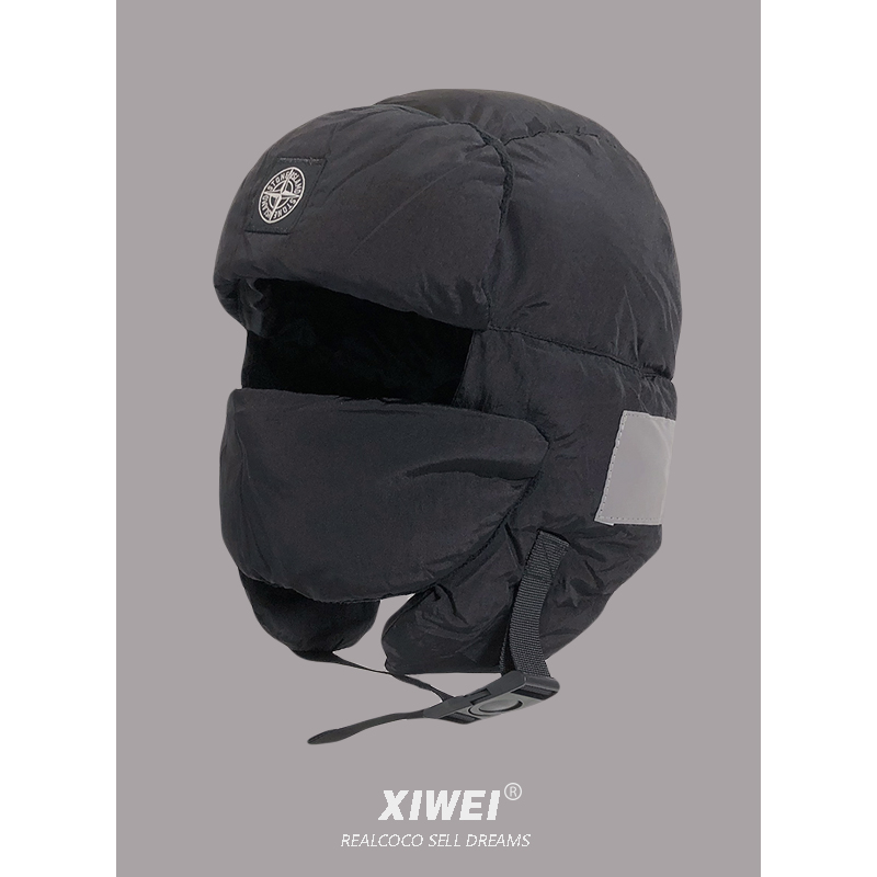羽绒夹棉雷锋帽护耳滑雪帽骑车帽