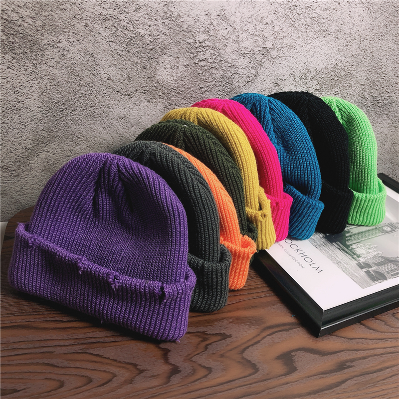 日系个性做旧破洞秋冬乞丐瓜皮帽