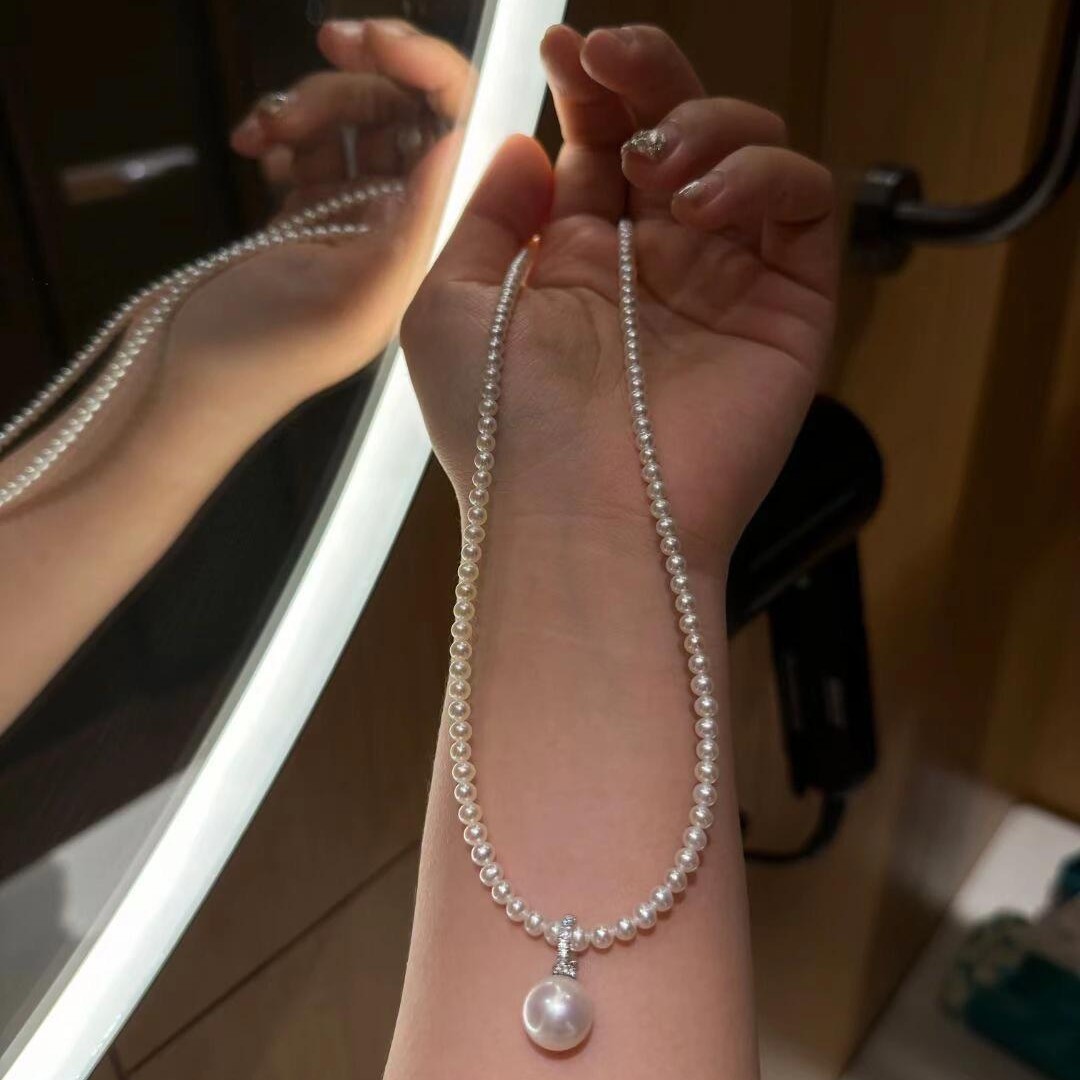 s925纯银奶嘴吊坠施家珍珠项链女高级感轻奢小众颈链百搭日常通勤