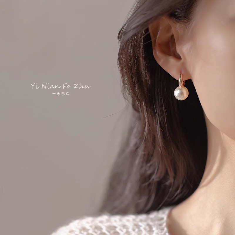 小灯泡纯银施家珍珠耳环气质耳钉轻奢高级感小香风时髦复古耳扣