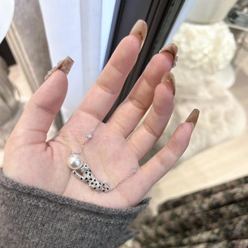 s925纯银暴富金钱豹项链女轻奢高级感小众设计施家珍珠豹子吊坠