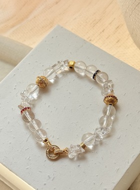原创设计纯白梦境手链女小众高级感天然白水晶手串转运珠精致手饰