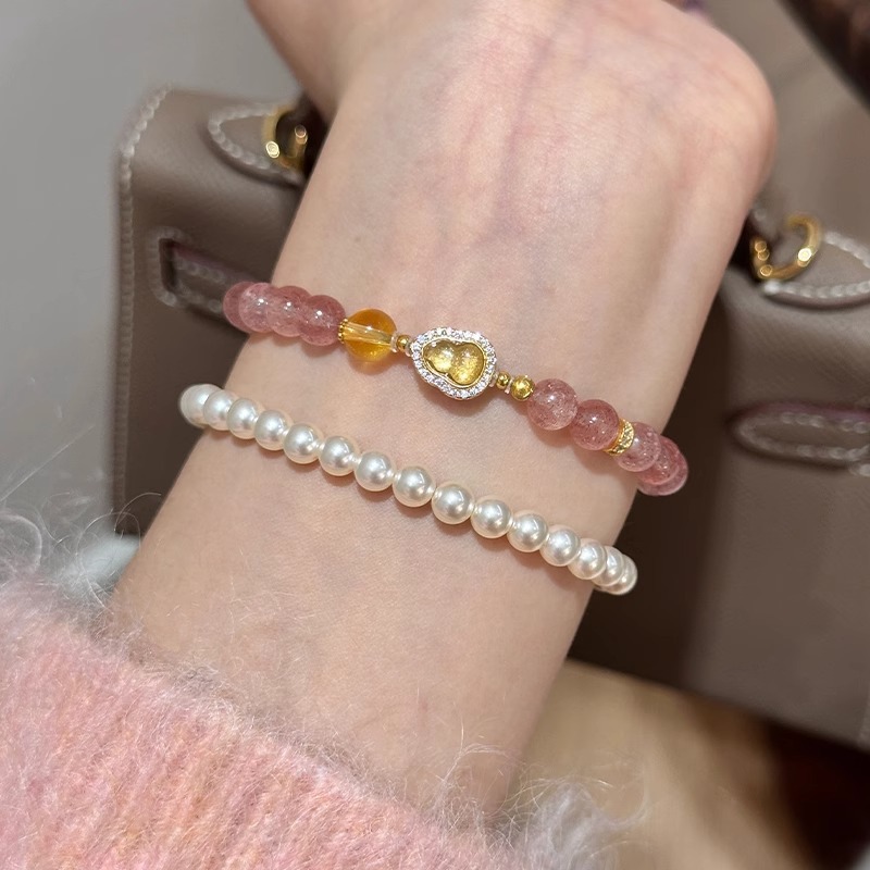 碧玺手串s925纯银天然葫芦手链女小众高级感精致招桃花手饰草莓晶