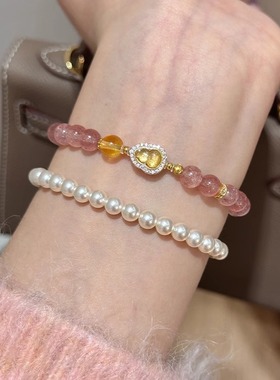 碧玺手串s925纯银天然葫芦手链女小众高级感精致招桃花手饰草莓晶