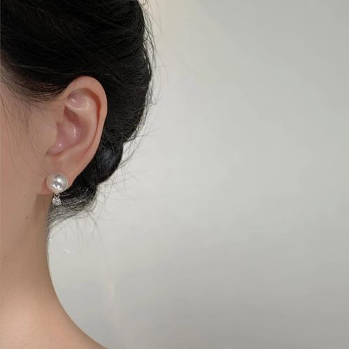 s925纯银耳环施家珍珠滴溜耳钉女轻奢气质简约耳坠灵动小钻耳饰