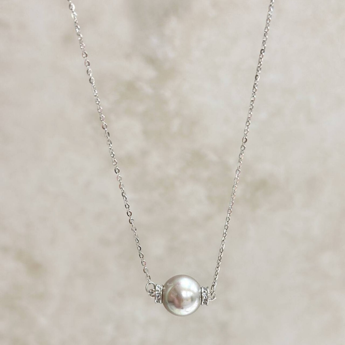 s925纯银*家珍珠正圆强光路路通项链单珠吊坠简约小众毛衣锁骨链