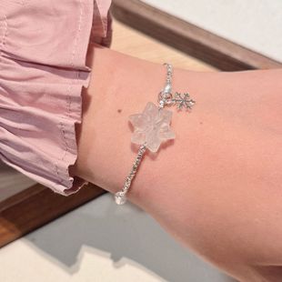 冰雪梦幻 s925纯银天然彩色萤石碎银雪花手链女小众设计水晶手饰
