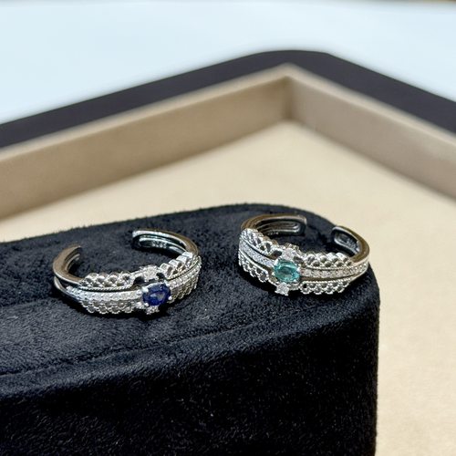 s925纯银天然蓝宝石皇冠戒指女祖母绿戒指女高级感轻奢可拆卸指环