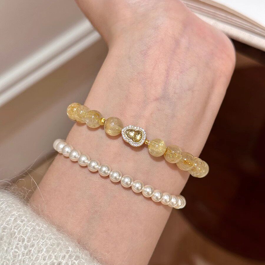 天然金发晶手串碧玺葫芦手链水晶正品轻奢招财礼物s925纯银高级感