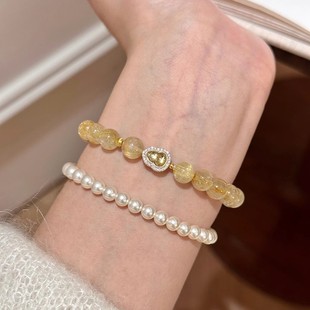 天然金发晶手串碧玺葫芦手链水晶正品轻奢招财礼物s925纯银高级感