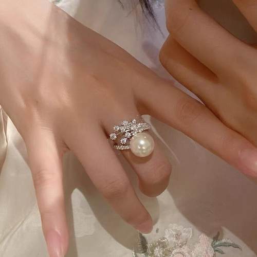 知珍新款繁花淡水珍珠戒指14k注金可调节大小保色显手白精致