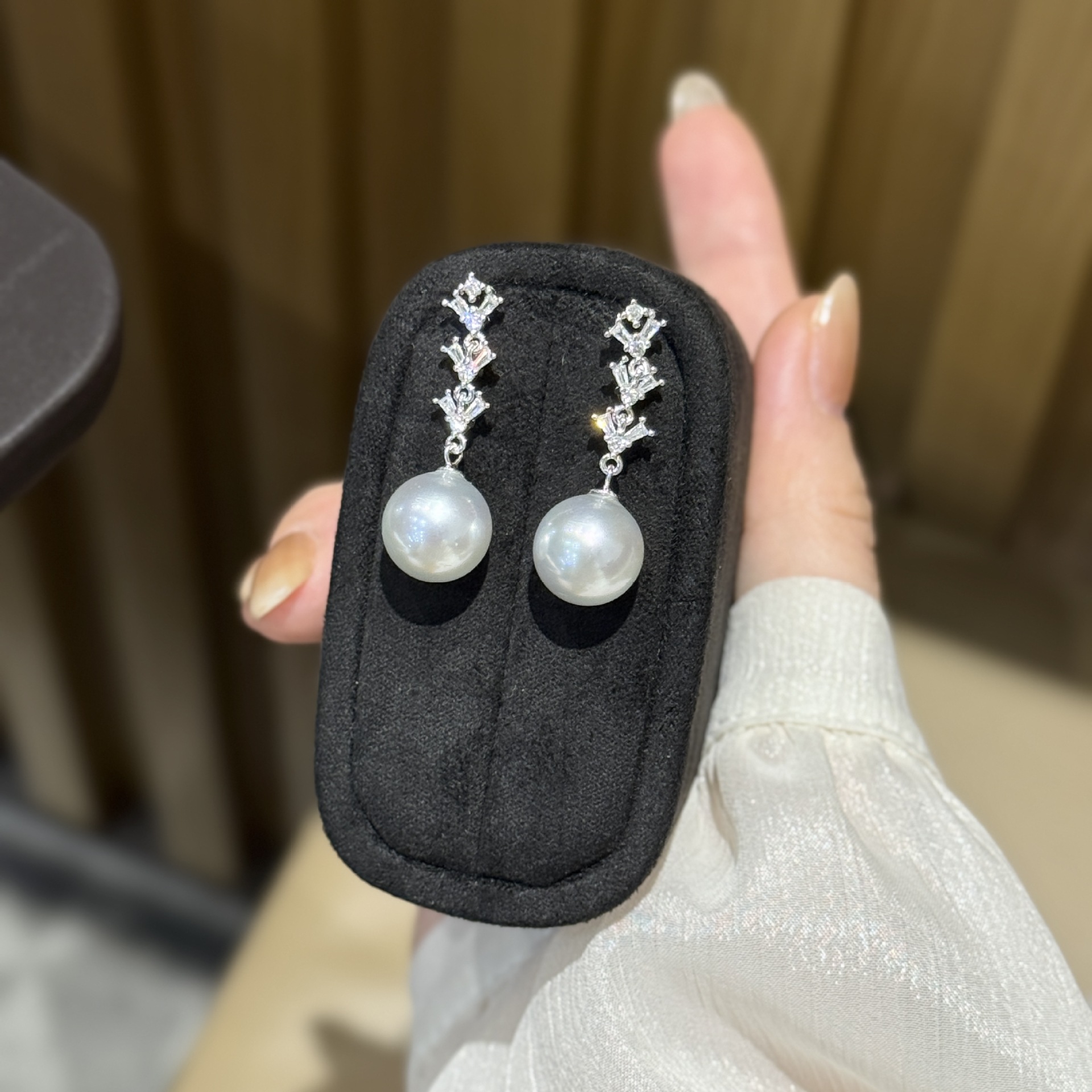 澳白珍珠耳钉2025新款纯银配旗袍