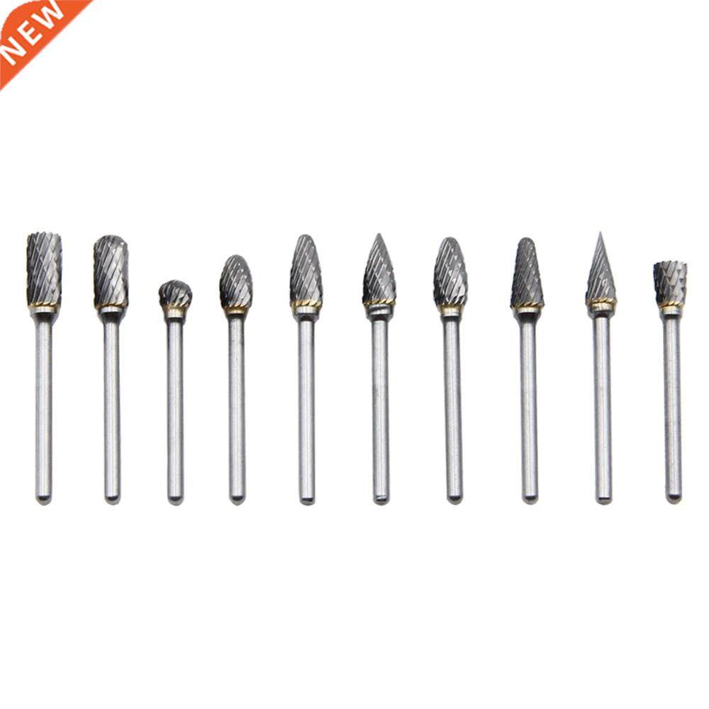 10 Pcs Double Cut Carbide Rotary Burrs Fits Die Grinder Dril