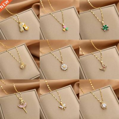 Gold Necklace for Women Zircon Jewelry Pendant Necklace Tita