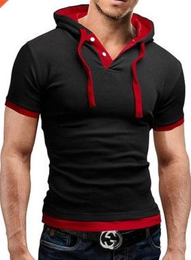 Men's T Shirt 2022 Summer Slim Fitness Hooded Short-