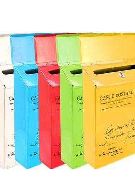 Waterproof Metal Iron Mailbox Retro Wall Mounted Newspaper B
