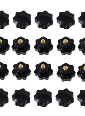20Pcs M6 x 32mm Knob Grip Female Threaded Black Plastic Thre