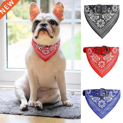 Pet Bandanas Collar for Dogs Cats Adjustable PU Leather