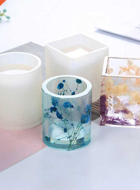 1PC Silicone Mold Epoxy DIY Pen Container Organizer Square R