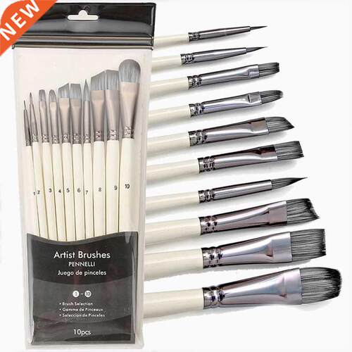 10pcs Artist Paint Brushes Set for Acrylic Oil Watercolor Go