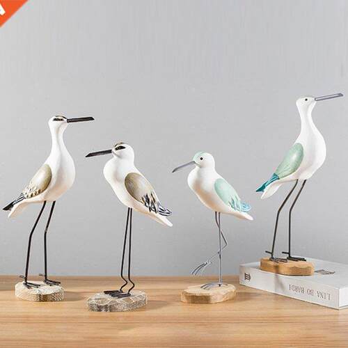2pcs/set Mediterranean Wooden Nautical Seagull Decor Home Of