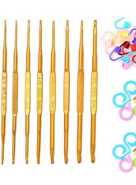 Doule End Crochet Hook,Golden Aluminum Crochet Needles,Knit