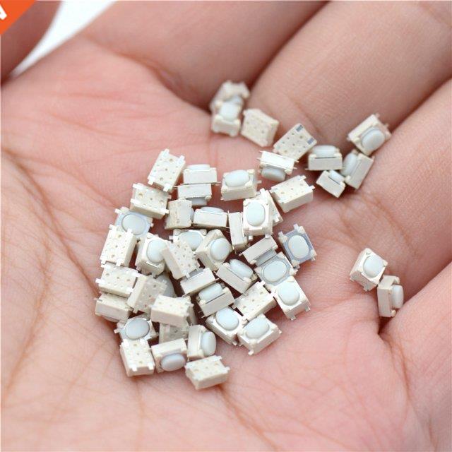 50pcs/lot Micro Button Tact Switch SMD 4Pin 3X4X2.5MM White