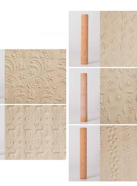 Pottery Tools Texture Clay Modeling Pattern Rollers Set Wood