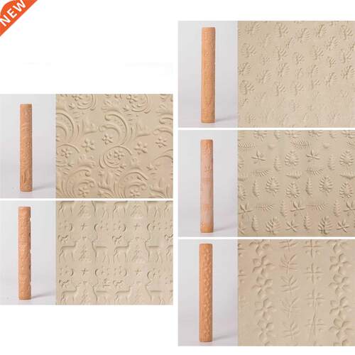 Pottery Tools Texture Clay Modeling Pattern Rollers Set Wood