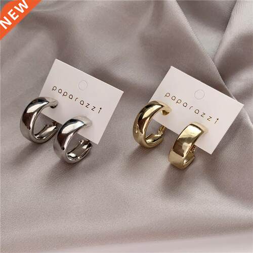 Golden Big hoop Earrings Korean Geometry Metal Gold Earrings