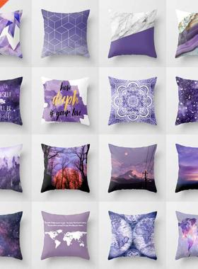 Pillow Cushion Nordic Sofa Plush Pillow Purple Pattern Cushi
