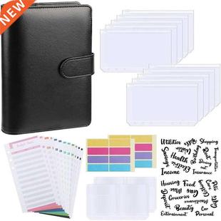 Budget Binder, A6 PU Leather Notebook Planner Organizer Refi
